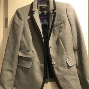 J. Crew Schoolboy Blazer Gray & Navy Blue Wool Blazer Anchor Nautical Button